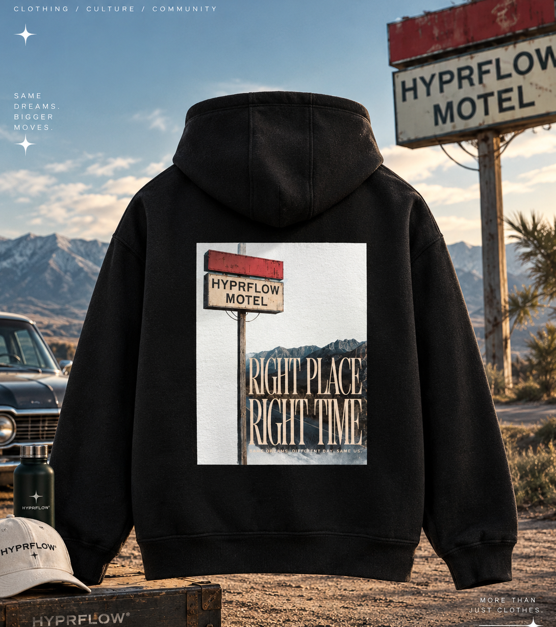 RIGHT PLACE / RIGHT TIME — Unisex Hoodie.
